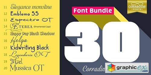 Corradine Fonts Bestsellers Font Bundle - 30 Fonts
