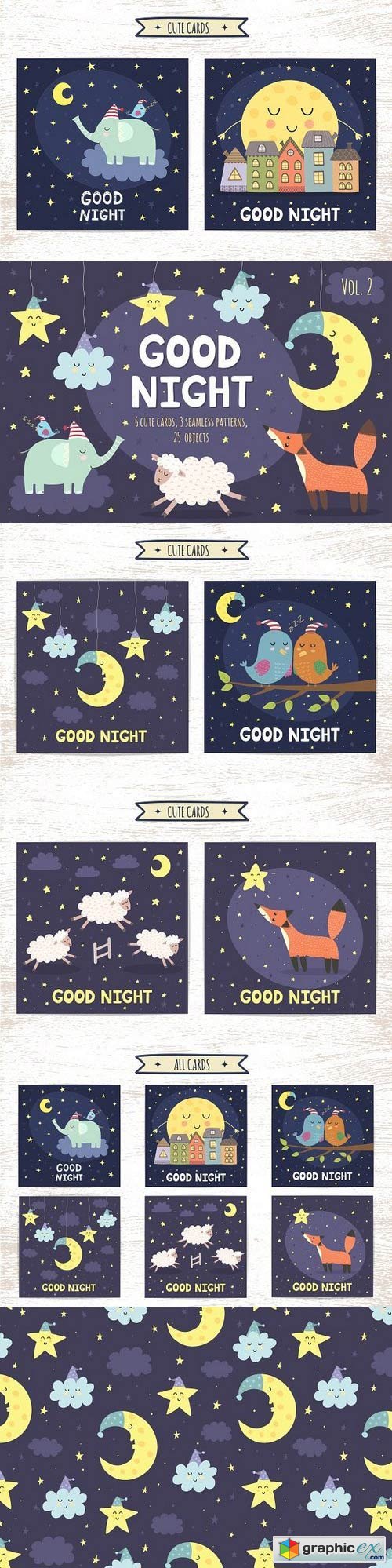 Good Night Vol. 2: patterns & cards