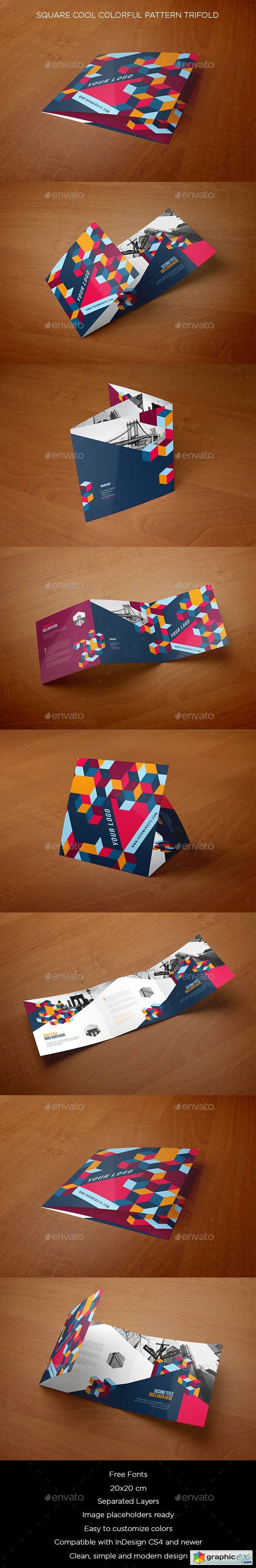 Square Cool Colorful Pattern Trifold