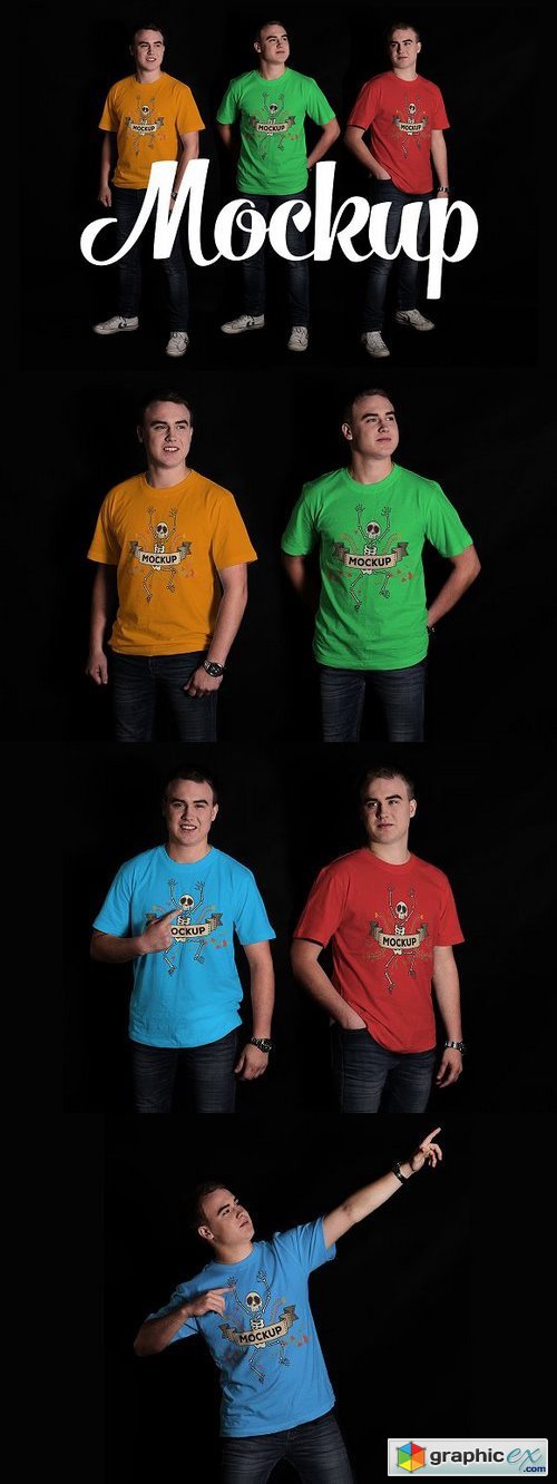 5 Male T-shirt Mockups