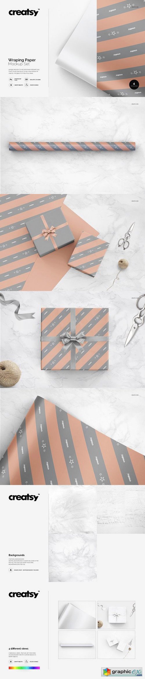 Wrapping Paper Mockup Set