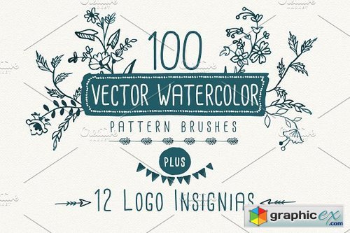 Watercolor vector pattern brushes 81230