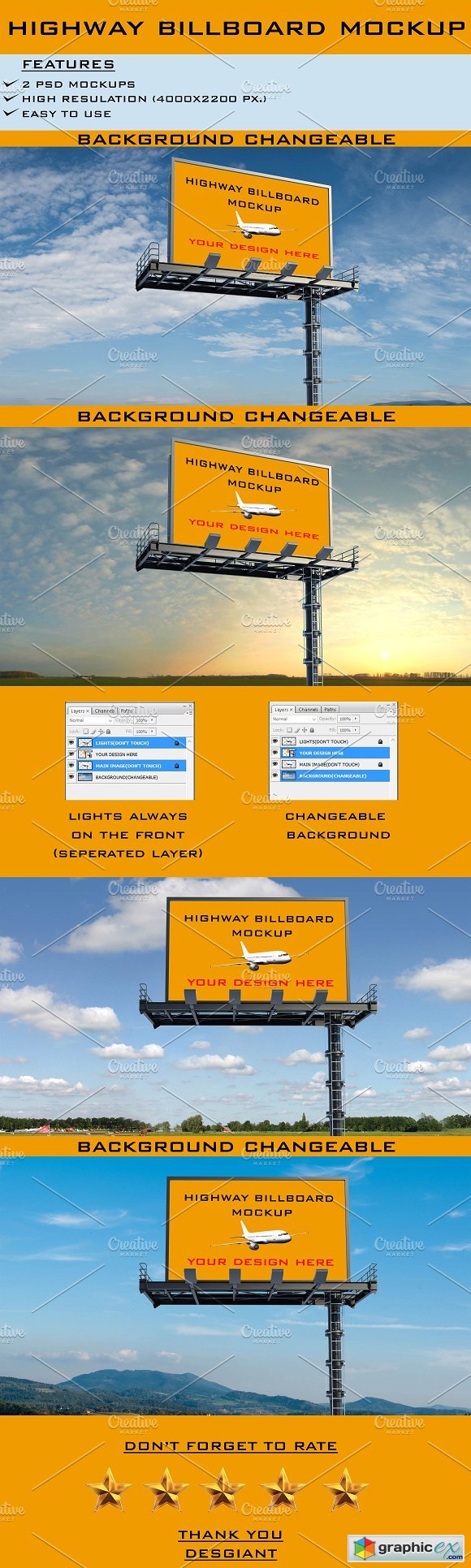 Realistic Highway Billboard Mockup