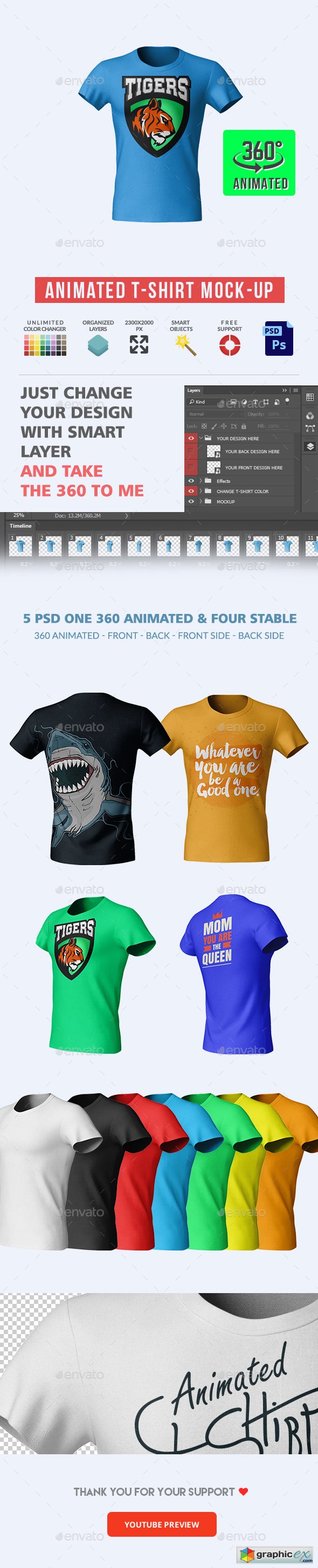 360 Animated T-shirt Mock-Up » Free Download Vector Stock Image ...