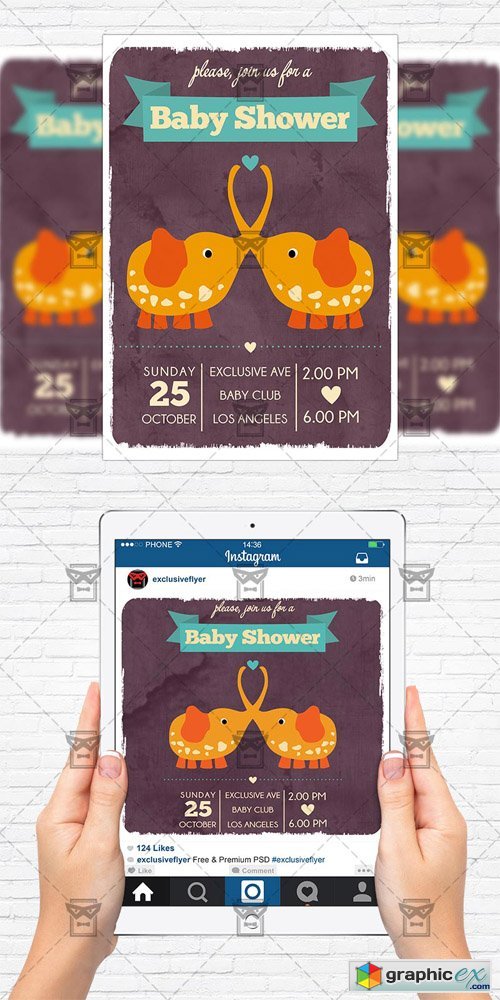 Baby Shower Vol 4 - Flyer Template+Instagram Size Flyer