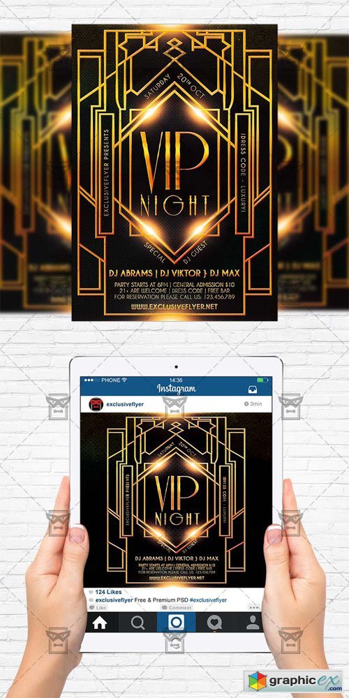 Vip Night - PSD Flyer Template+Instagram Size Flyer