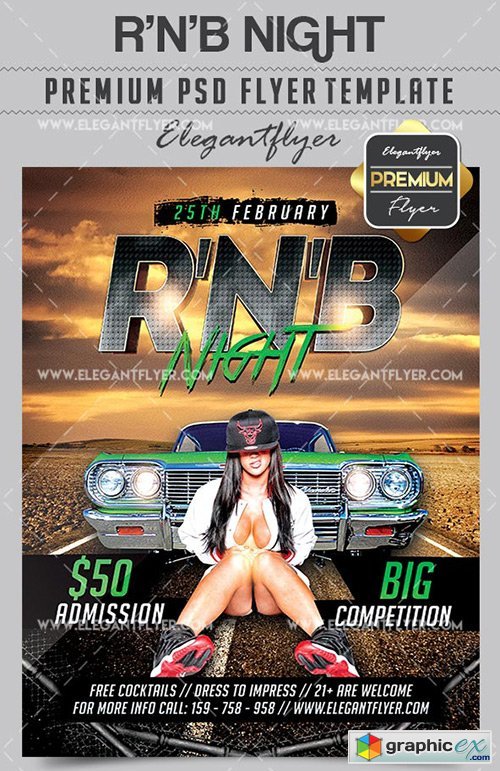 RnB Night  Flyer PSD Template + Facebook Cover
