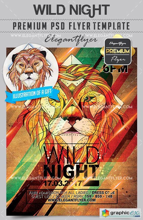 Wild Night  Flyer PSD Template + Facebook Cover