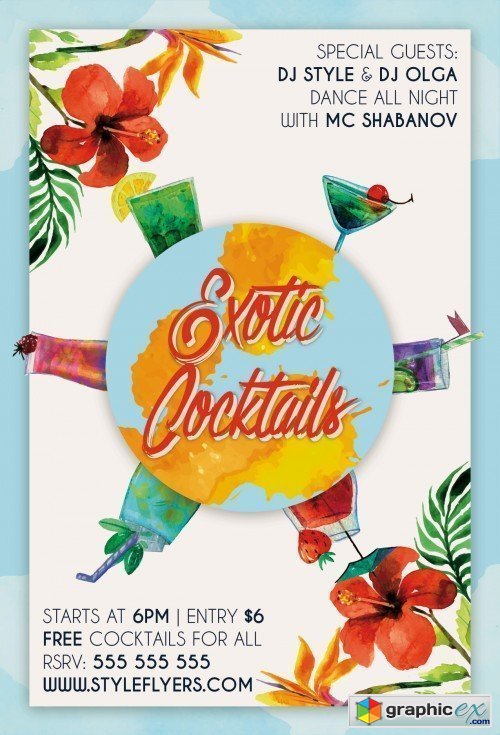 Exotic Cocktails PSD Flyer Template
