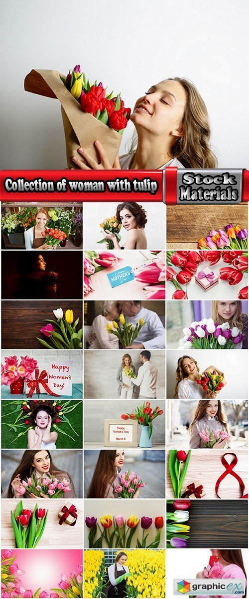 Collection of woman with tulip Mother's Day Women's Day flowers 25 HQ Jpeg