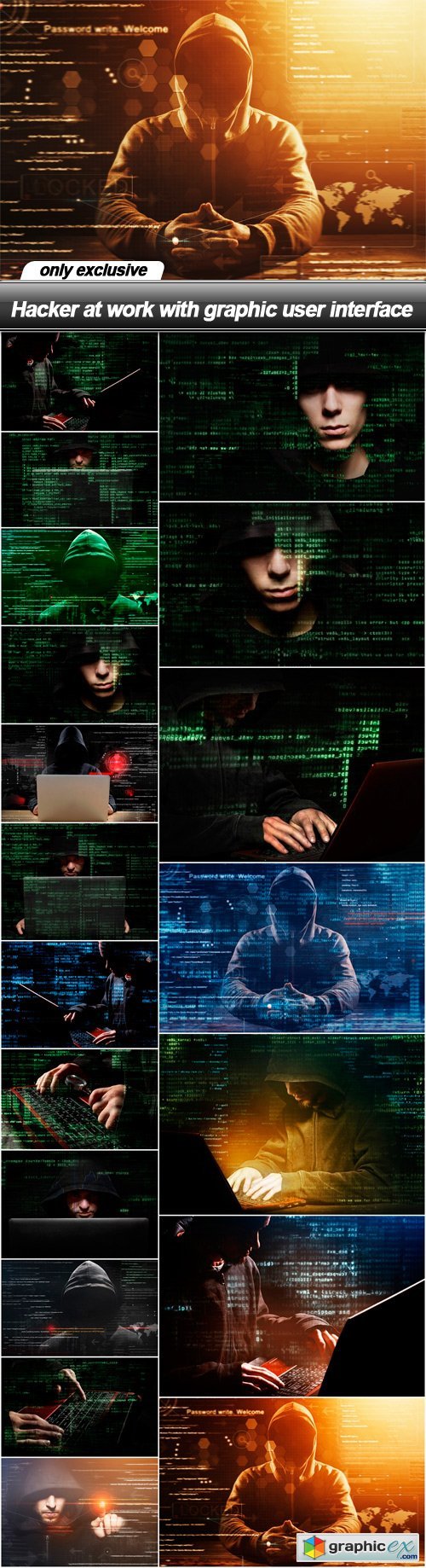 Hacker at work with graphic user interface - 19 UHQ JPEG