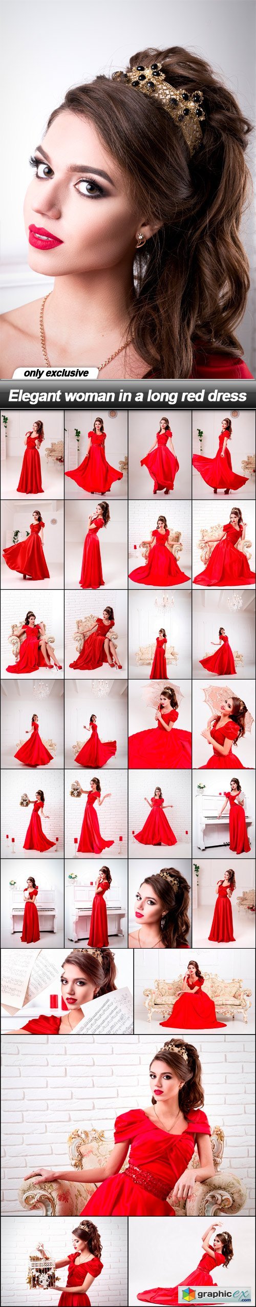 Elegant woman in a long red dress - 28 UHQ JPEG