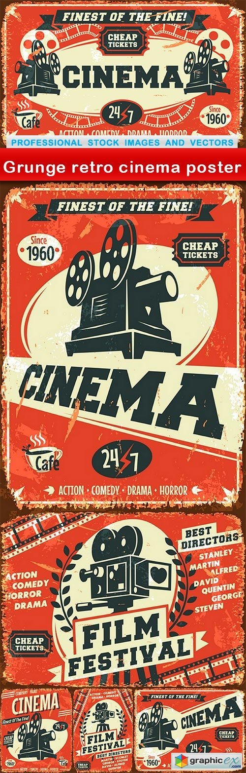 Grunge retro cinema poster - 6 EPS