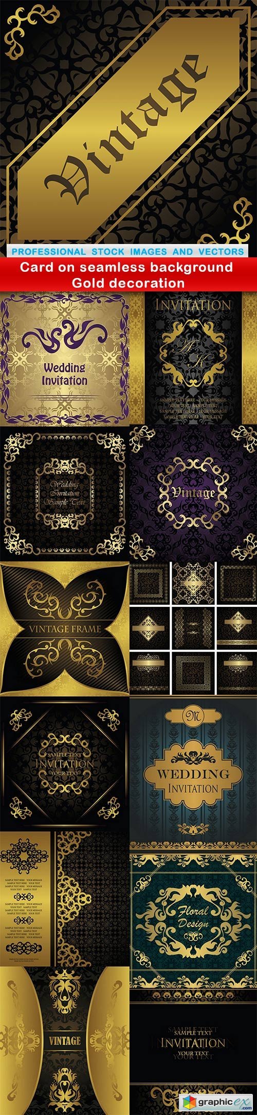 Card on seamless background Gold decoration - 13 EPS