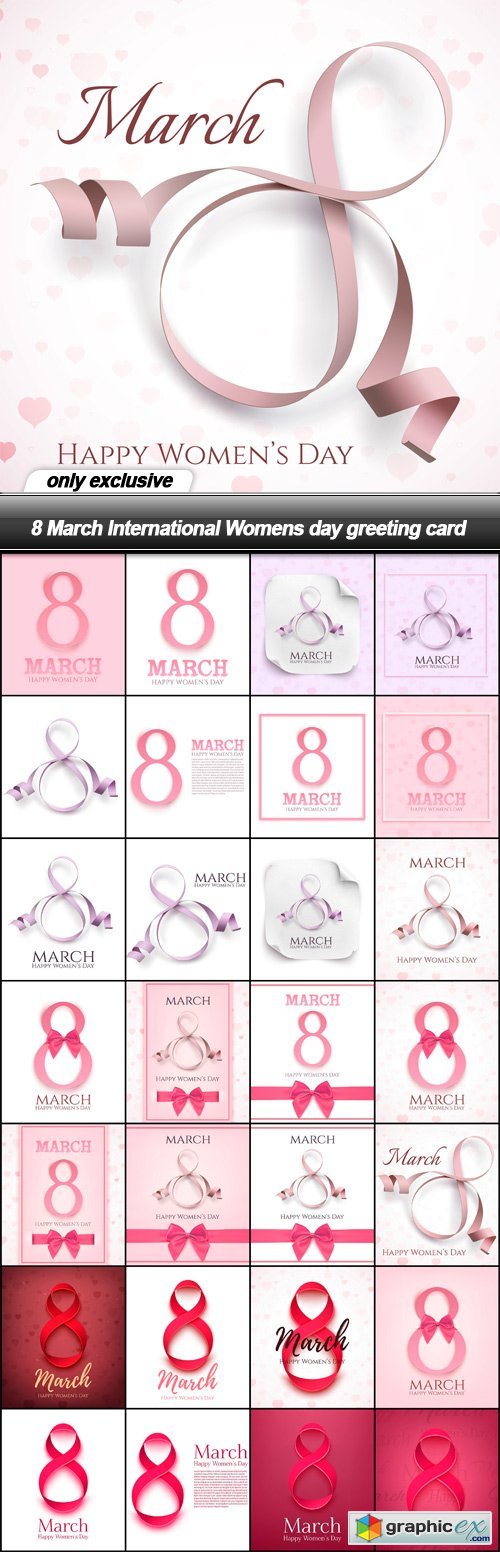 8 March International Womens day greeting card - 28 EPS