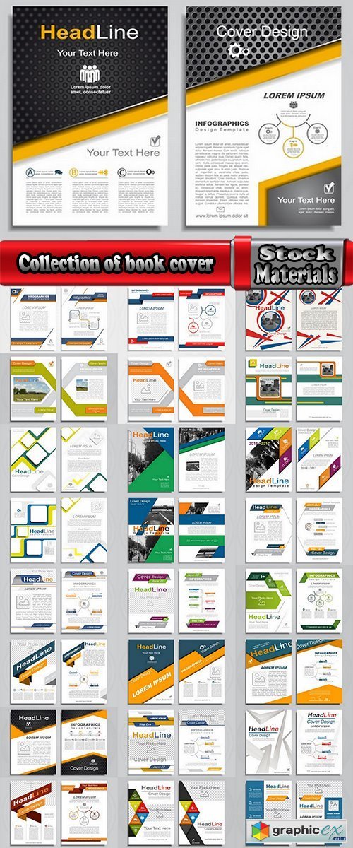 Collection of book cover flyer magazine booklet with infographics vector image 25 HQ Jpeg