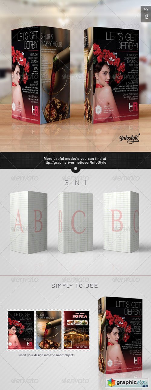Paper Tri-fold Table Tent Mock-up Template Vol.5