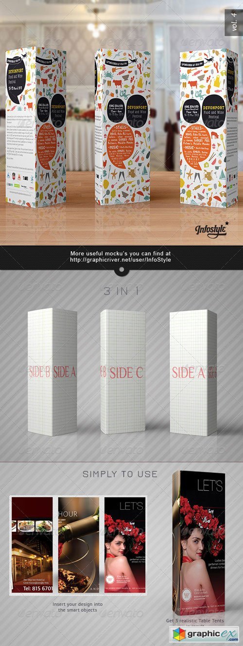 Paper Tri-fold Table Tent Mock-up Template Vol.4