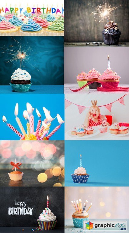 Birthday Cupcake - 10 x JPEGs