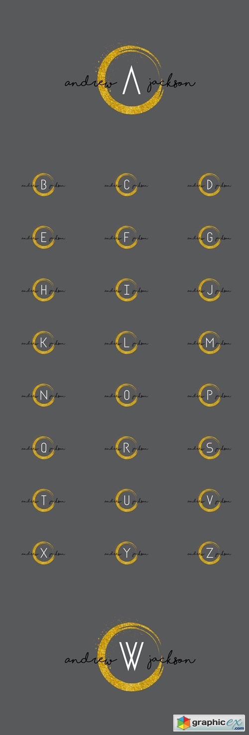 Letter Logos Design with Gold Rounded Texture