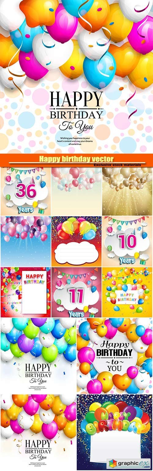 Happy birthday vector, backgrounds balloons