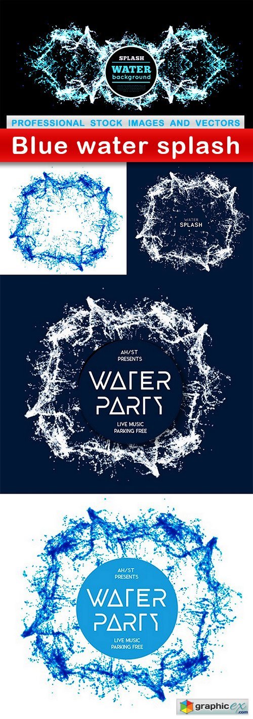 Blue water splash - 5 EPS