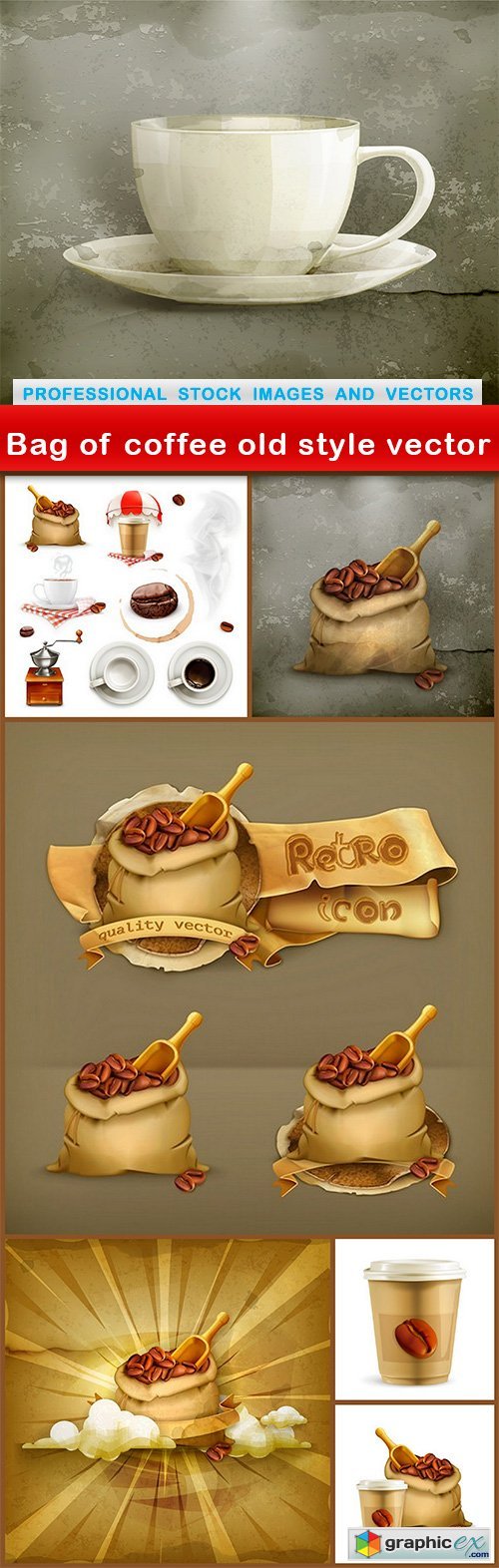 Bag of coffee old style vector - 7 EPS