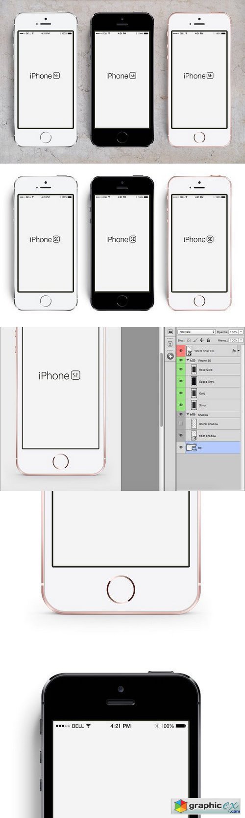iPhone SE PSD  Mockup all-in-one