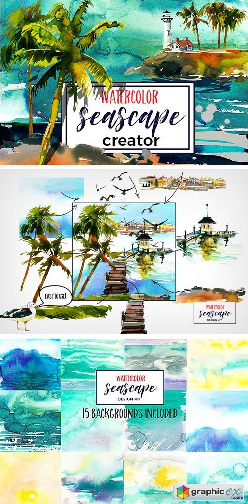 Watercolor Seascape Creator Kit