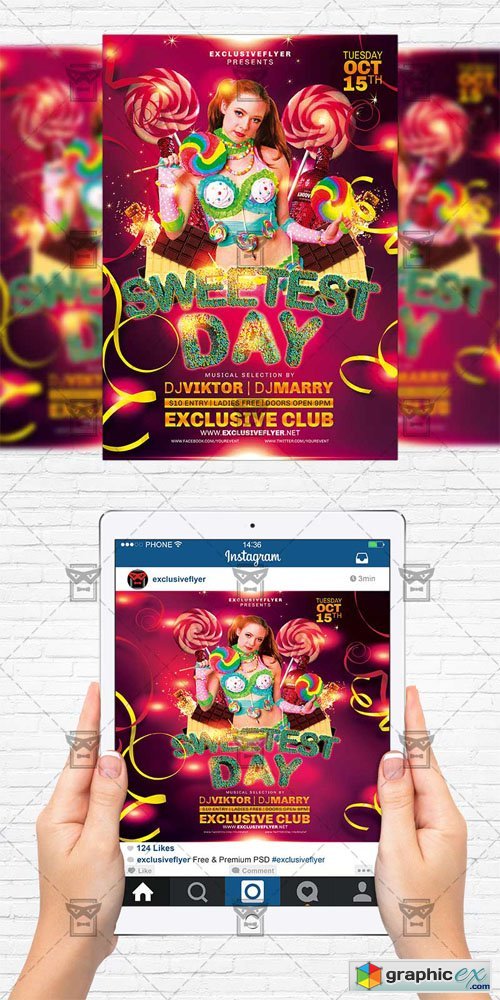 Sweetest Day - Flyer Template + Instagram Size Flyer