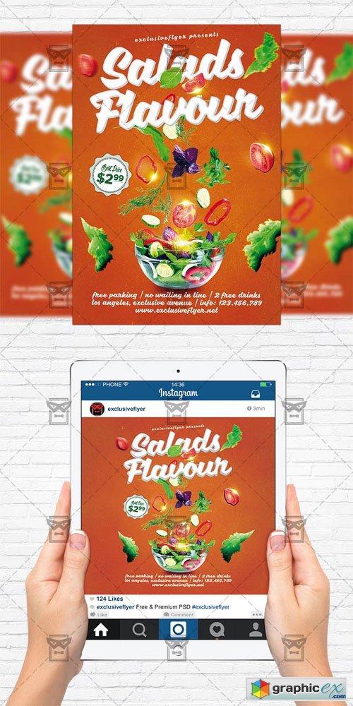 Salads Flavour - Flyer Template + Instagram Size Flyer