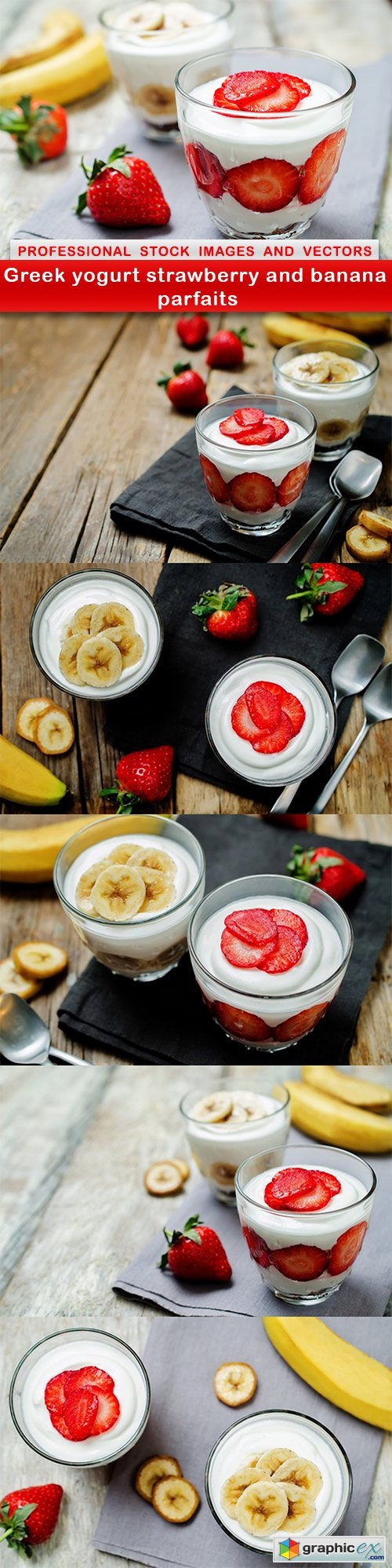 Greek yogurt strawberry and banana parfaits - 6 UHQ JPEG
