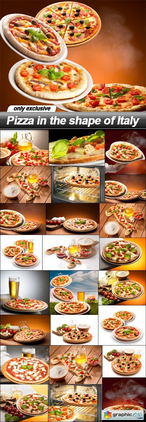 Pizza in the shape of Italy - 25 UHQ JPEG