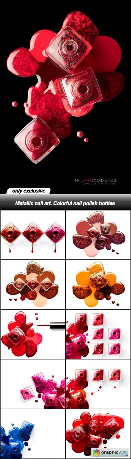 Metallic nail art. Colorful nail polish bottles - 11 UHQ JPEG