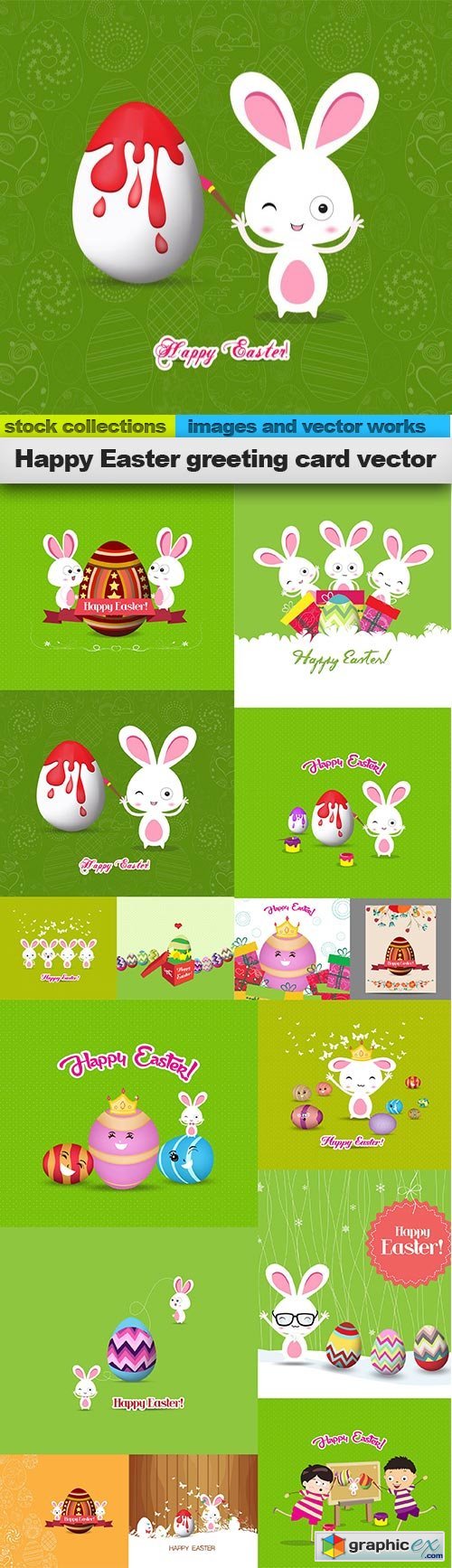 Happy Easter greeting card vector, 15 x EPS