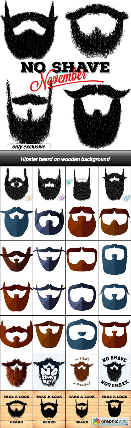 Hipster beard on wooden background - 29 EPS