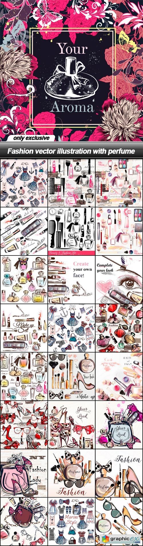 Fashion vector illustration with perfume - 25 EPS