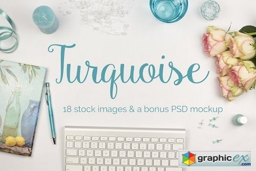 Turquoise - 18 stock images + a PSD