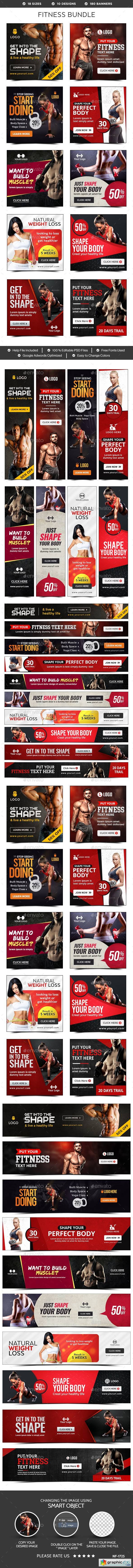 Fitness Banners Bundle - 10 Sets - 180 Banners