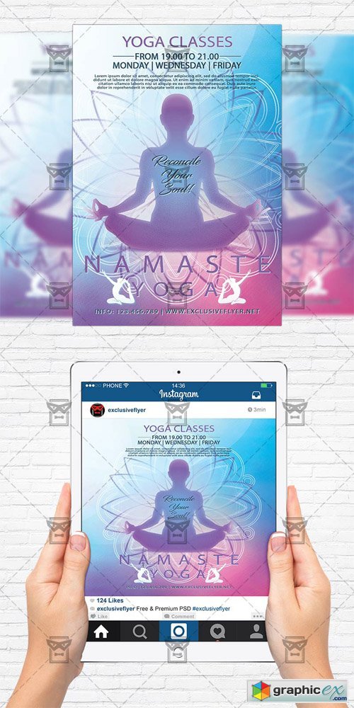 Yoga Classes - Flyer Template + Instagram Size Flyer