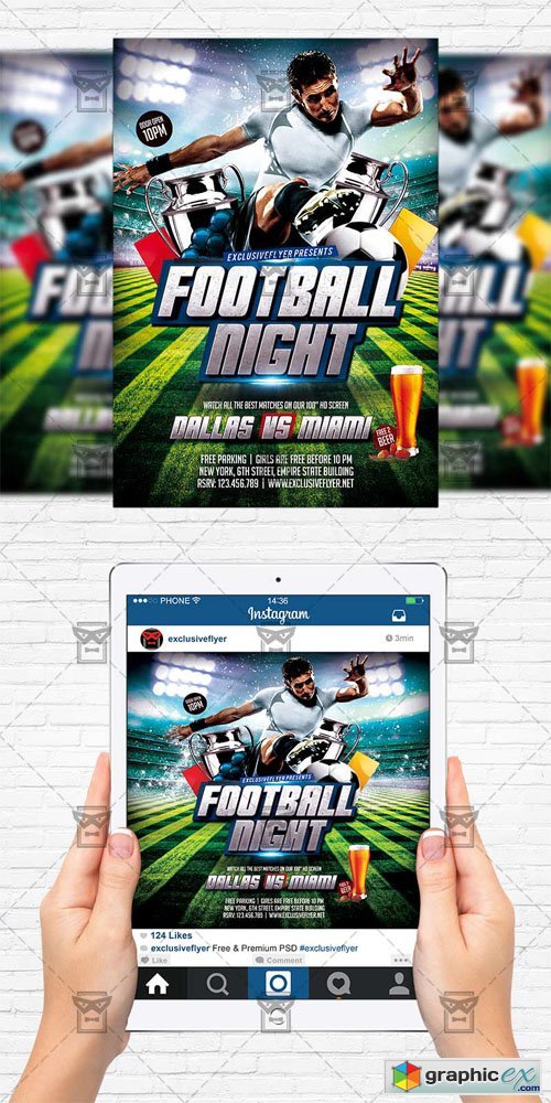 Football Night - Flyer Template + Instagram Size Flyer
