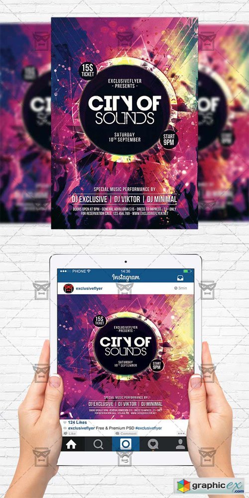 City of Sound - Flyer Template + Instagram Size Flyer