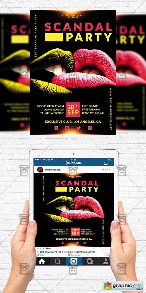 Scandal Party - Flyer Template + Instagram Size Flyer