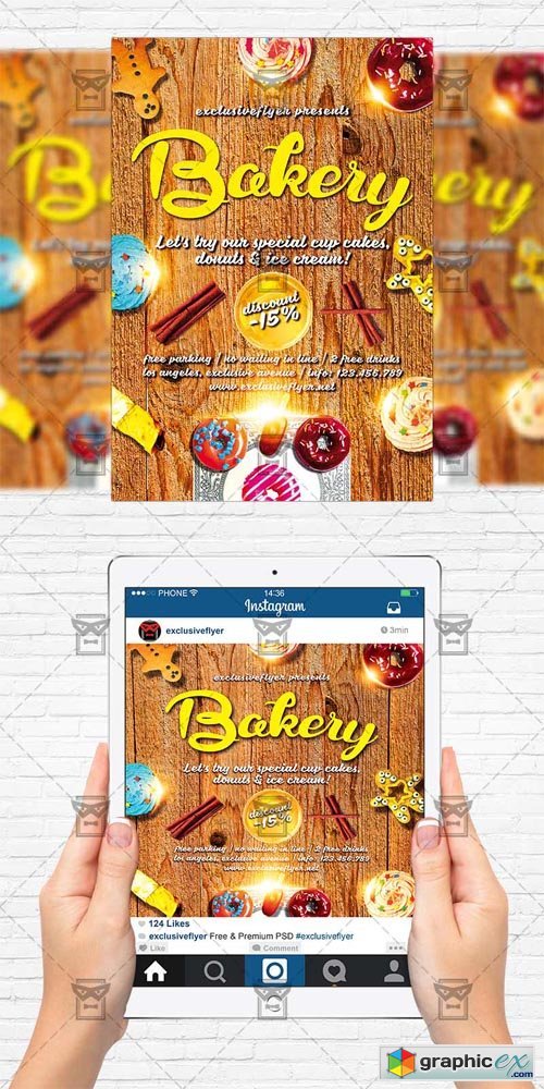 Bakery - Flyer Template + Instagram Size Flyer