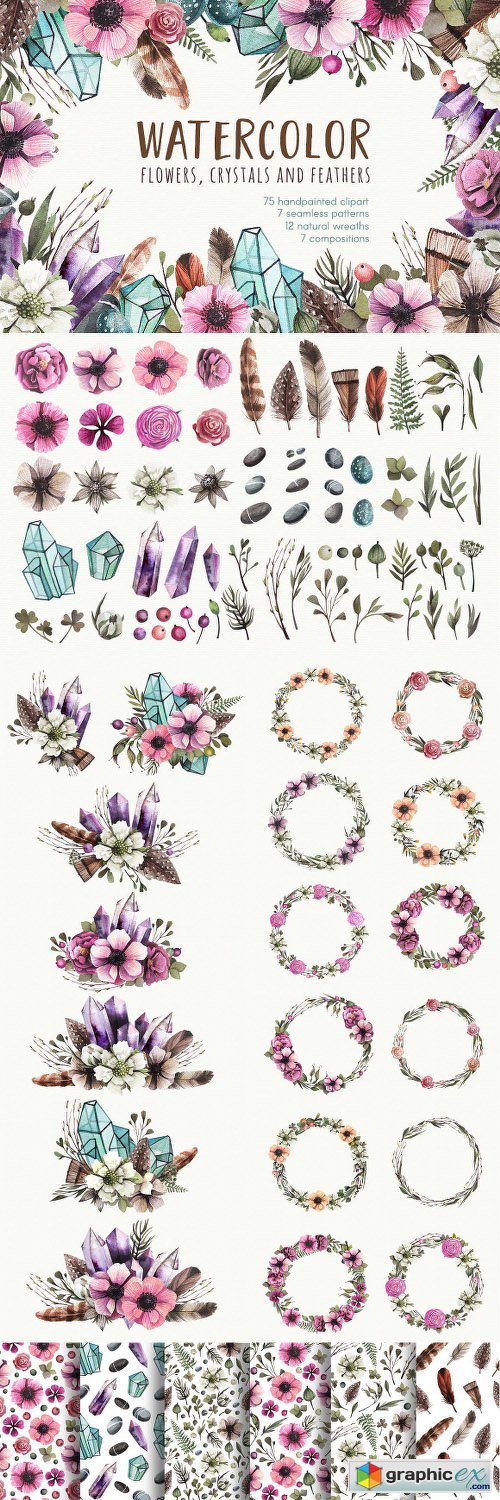 Big flowers & Crystals Bundle