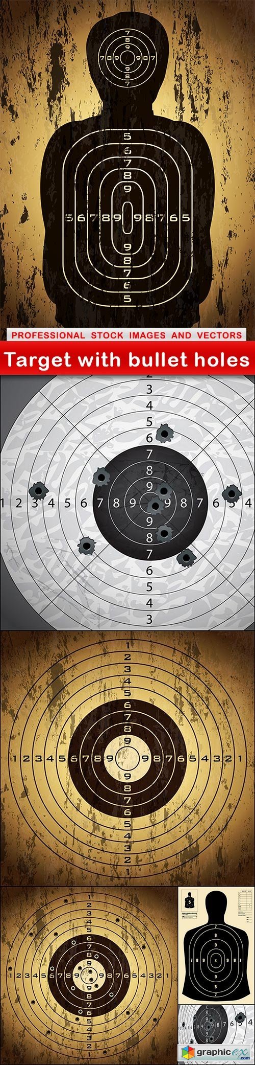 Target with bullet holes - 6 EPS