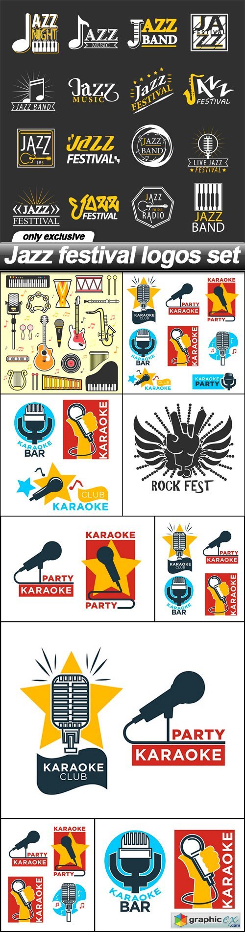 Jazz festival logos set - 10 EPS