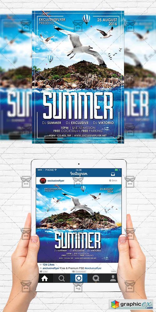 Summer - Flyer Template + Instagram Size Flyer