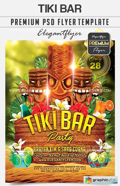Tiki Bar  Flyer PSD Template + Facebook Cover
