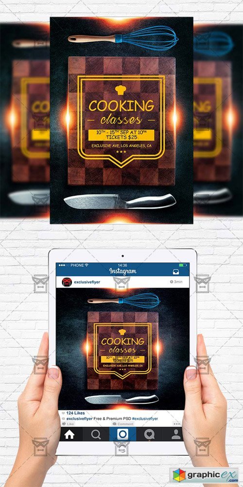 Cooking Classes - Flyer Template + Instagram Size Flyer